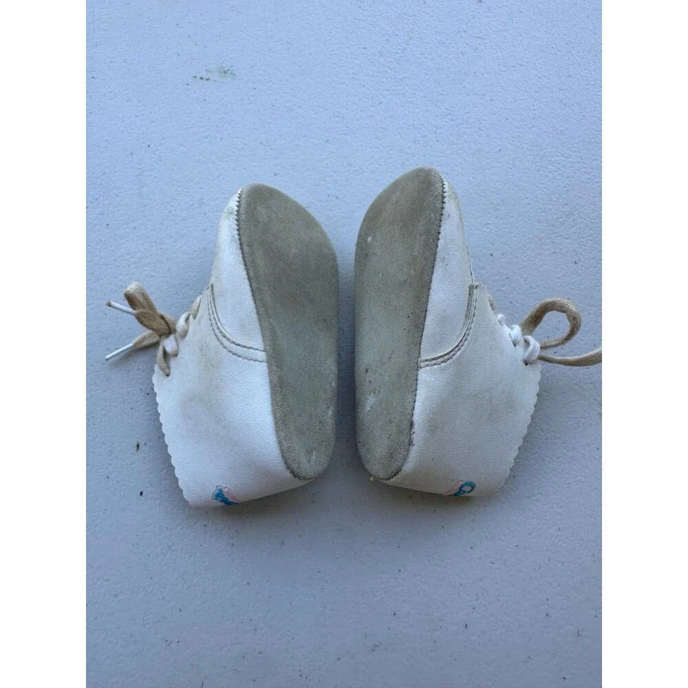 Vintage Carter's Baby Girl Embroidered Flowers Leather Bootie Walkers Shoes 3